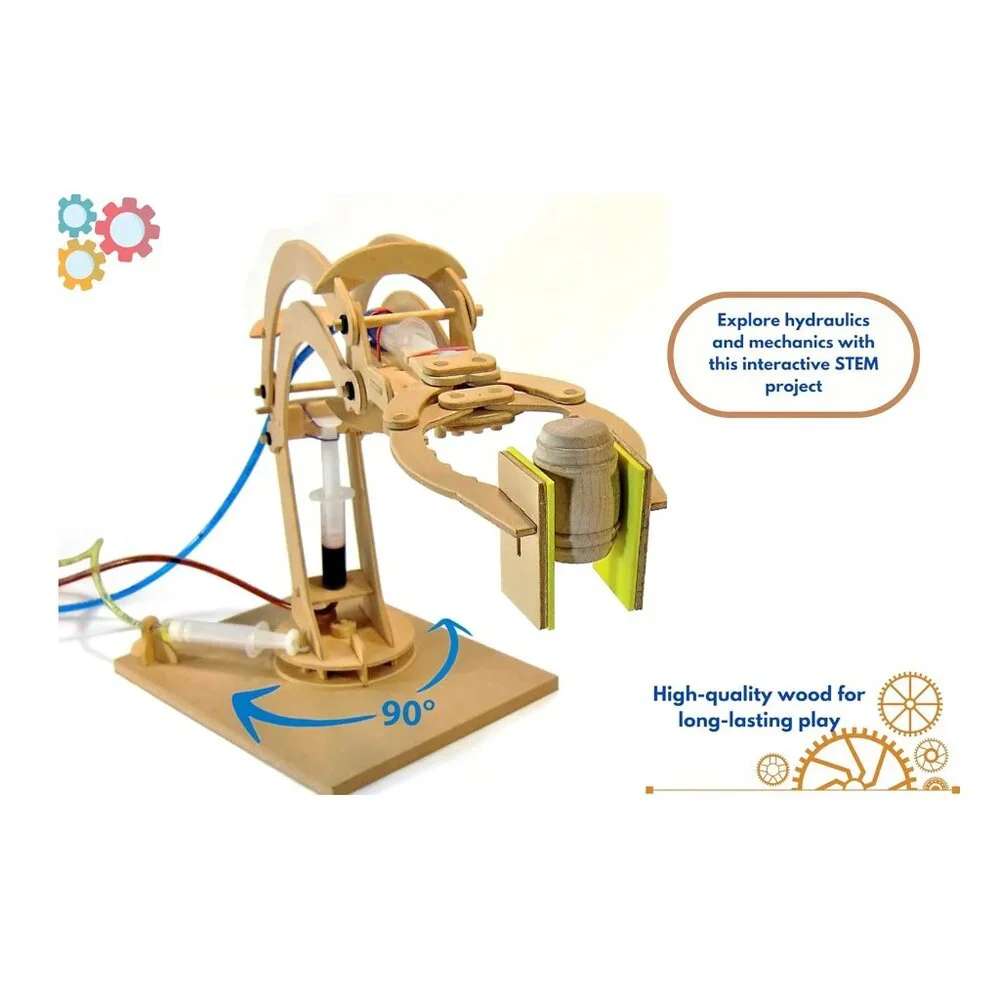 NEW PATHFINDERS STEM Kit Hydraulic Robotic Arm |Wooden Building STEM Kit Toy Mec
